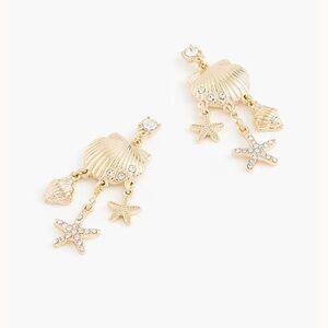 J. Crew Seashell and starfish dangly earrings. Size 2.1".